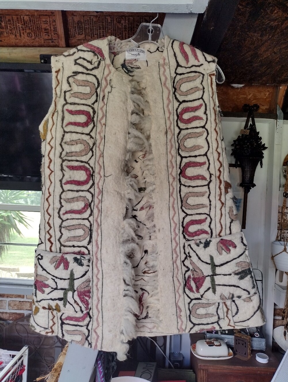 Vint. Kaahmair Namda Kashmair India 60's 70"s Hippy Trail Felted Wool Vest